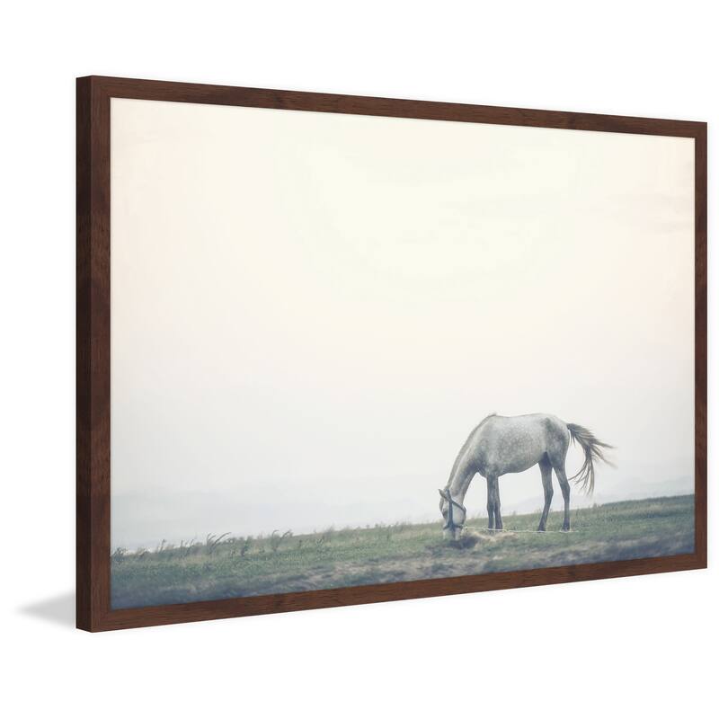 Marmont Hill - 'Lone Horse Grazing' Framed Painting Print - Multi-Color