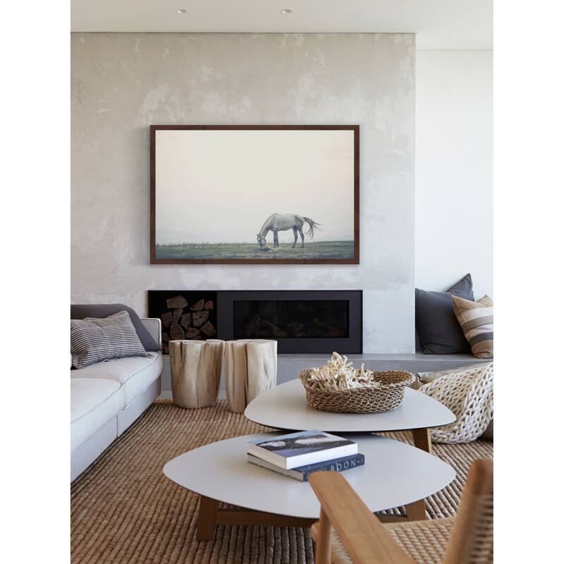 Marmont Hill - 'Lone Horse Grazing' Framed Painting Print - Multi-Color