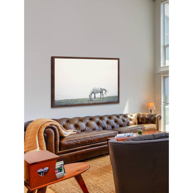 Marmont Hill - 'Lone Horse Grazing' Framed Painting Print - Multi-Color