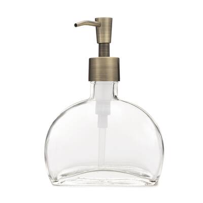 RAIL19 Half Moon Glass Soap Dispenser w/ Brass Pump