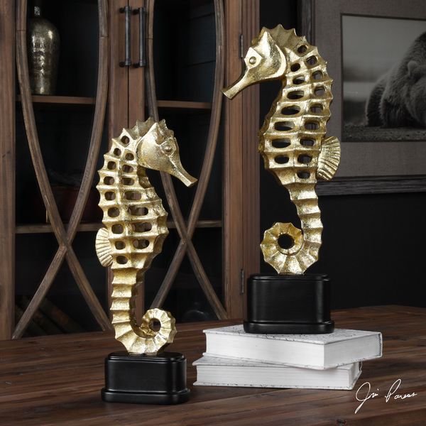 Uttermost Metallic Sea Horse Sculpture (Set of 2)