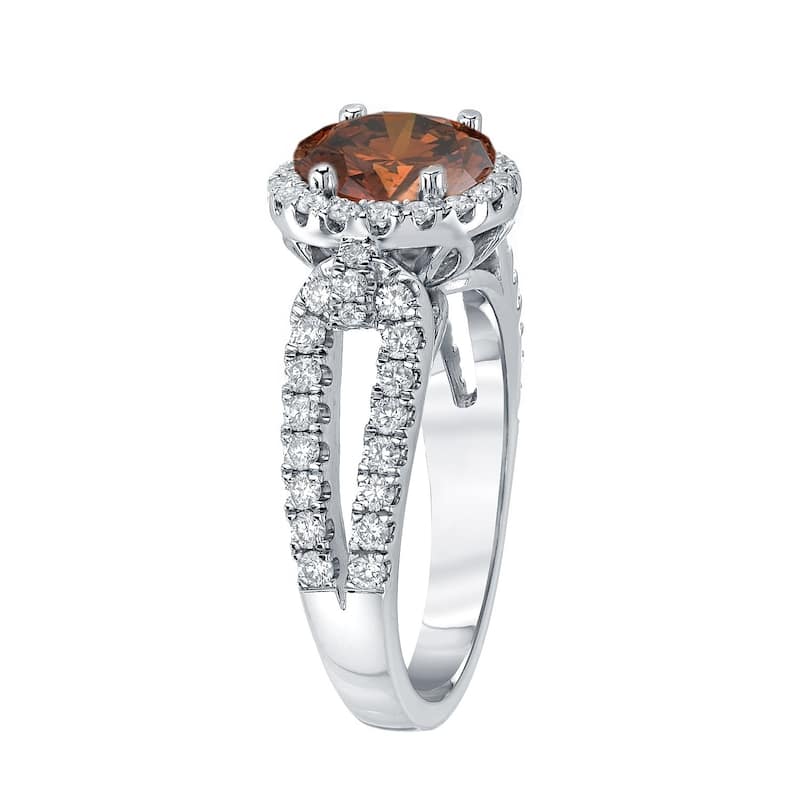 Auriya 1 1/2ctw Round Brown Diamond Halo Engagement Ring 14k Gold