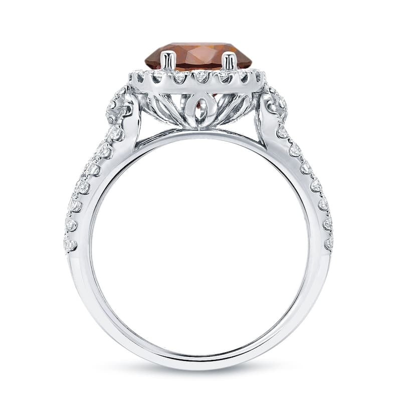 Auriya 1 1/2ctw Round Brown Diamond Halo Engagement Ring 14k Gold