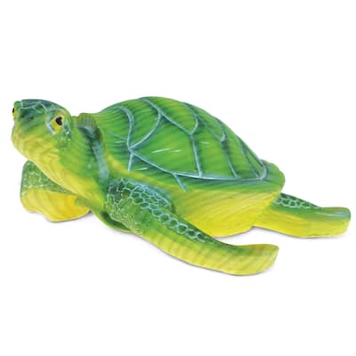 Puzzled The Wild Collection Green Resin and Stone Sea Turtle Statue