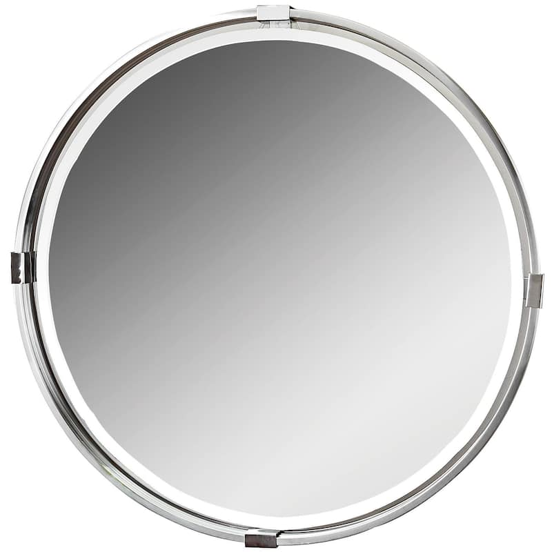 Uttermost Tazlina Brushed Nickel Round Mirror - 29.5x29.5x2