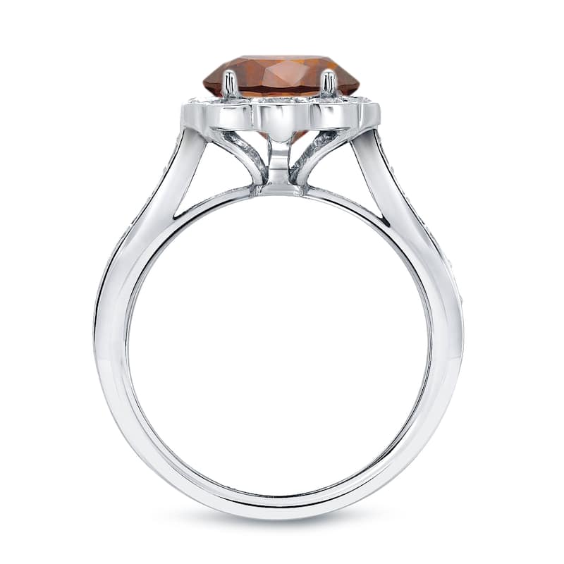 14k Gold Round 1 3/4ct TDW Brown Diamond Halo Engagement Ring by Auriya