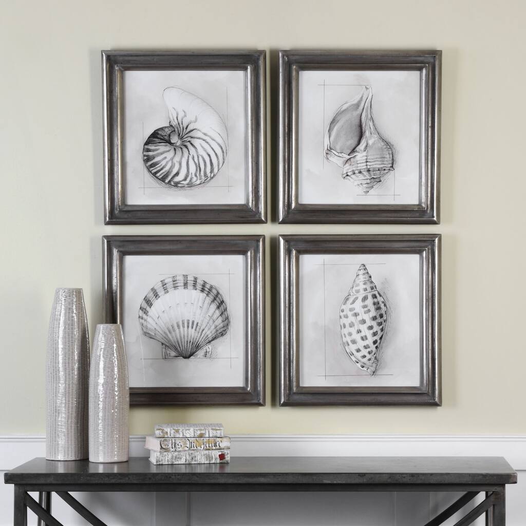 Uttermost Shell Schematic Aquatic Prints (Set of 4)