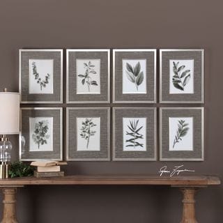 Uttermost Sepia Gray Leaves Prints (Set of 8)