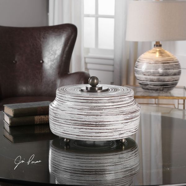 Uttermost Saltillo White Ceramic Box