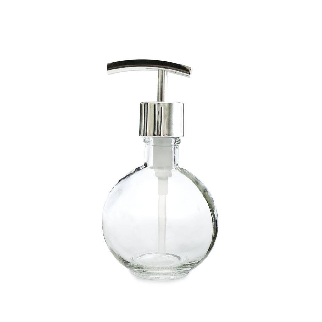 RAIL19 Moon Round Glass Soap Dispenser w/ Chrome Modern Pump