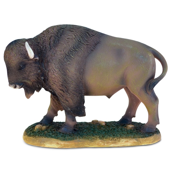 Puzzled The Wild Brown Resin and Stone Buffalo Decor