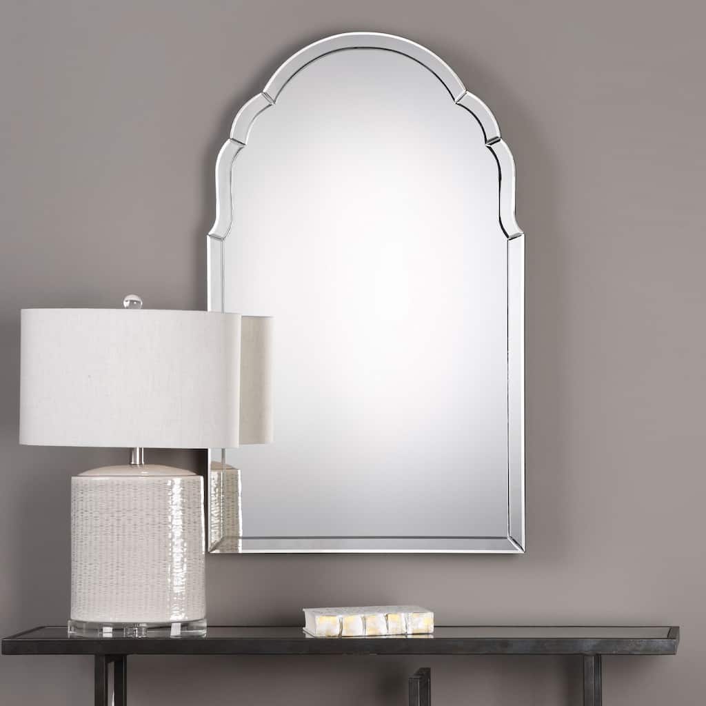 Uttermost Brayden Frameless Arched Mirror - Black - 24x40x0.75