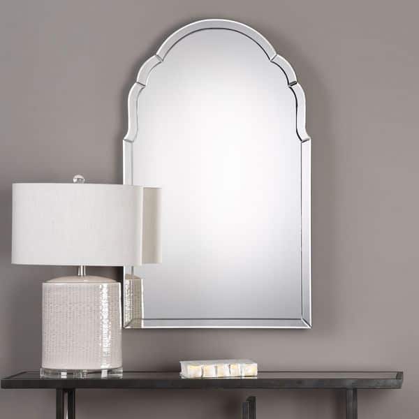 slide 2 of 2, Uttermost Brayden Frameless Arched Mirror - Black - 24x40x0.75
