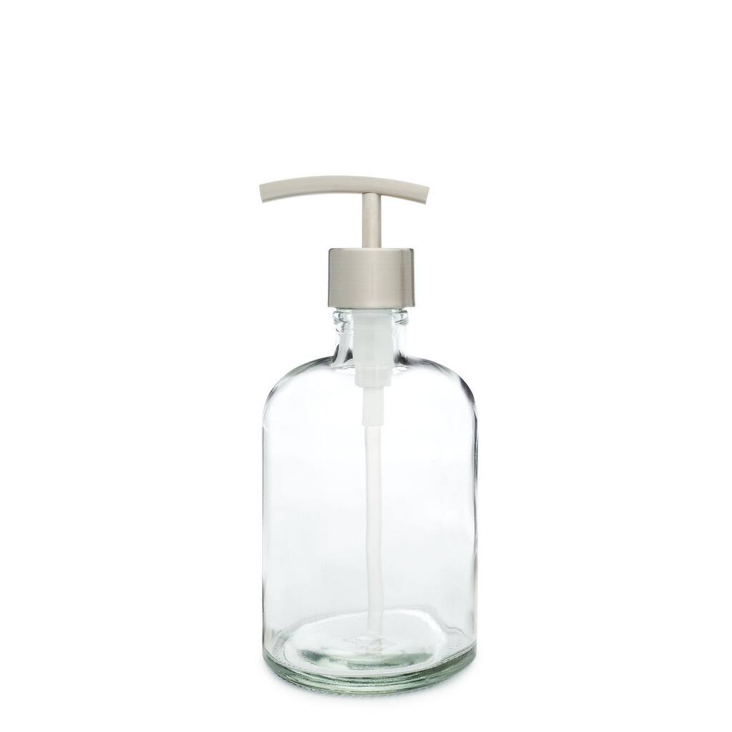 RAIL19 Clear Glass Soap Dispenser w/ Stainless Modern Pump