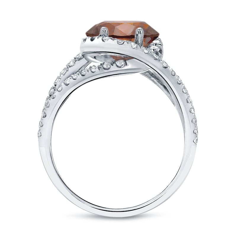 14k Gold Round 1 7/8ct TDW Brown Diamond Halo Engagement Ring Set by Auriya