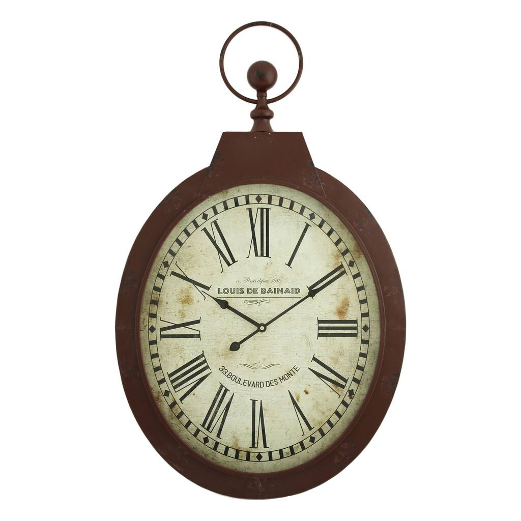 Louis Red/Black Metal Oval Wall Clock