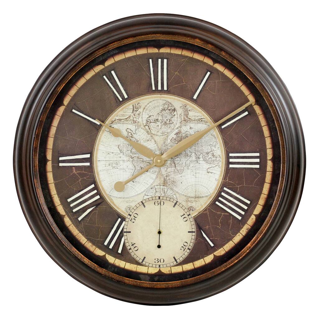 Paloma Black/Brown Metal Round Wall Clock
