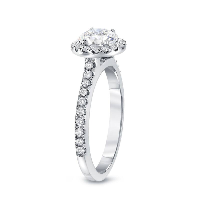 Auriya 1 1/3ctw Round Halo Diamond Engagement Ring 14k Gold Certified