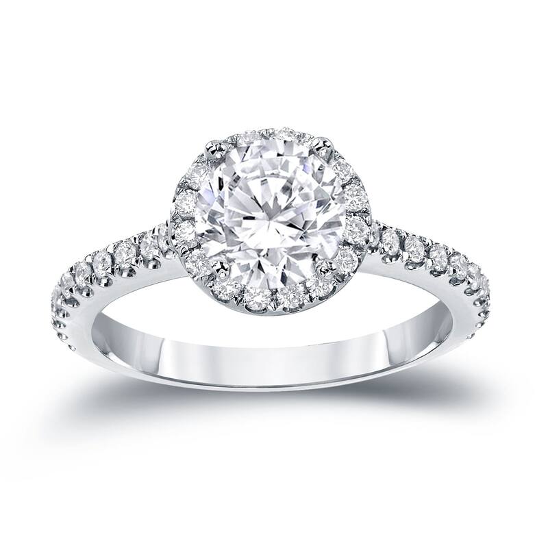 Auriya 1 1/3ctw Round Halo Diamond Engagement Ring 14k Gold Certified - 5.5 - White