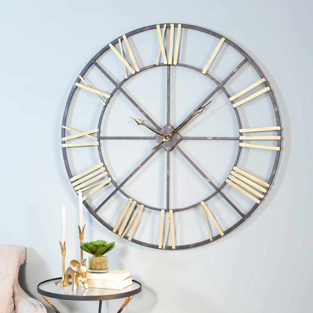 Baldwin Oversized Black/Gold-tone Metal 48-inch Wall Clock - 48"H x 48"W x 2"D