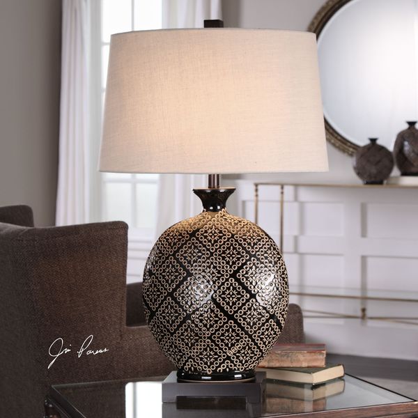 Uttermost Kelda Gloss Black Glazed Lamp