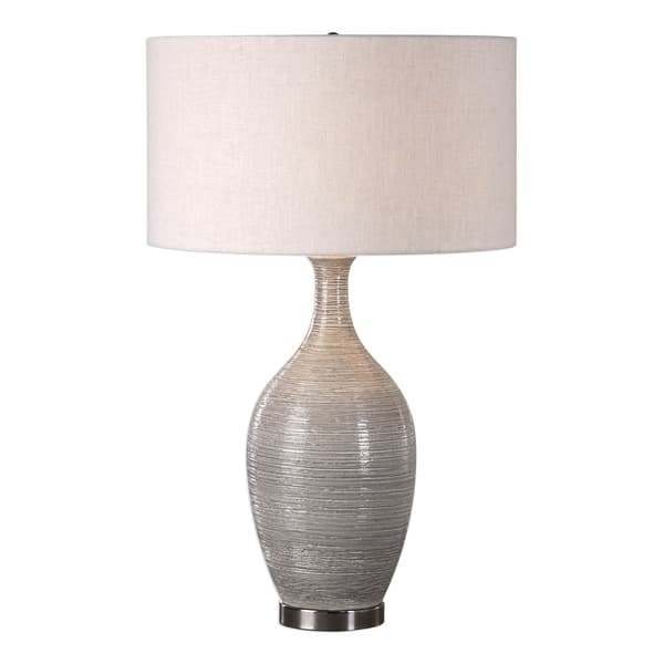 slide 2 of 2, Uttermost Dinah Grey Textured Table Lamp