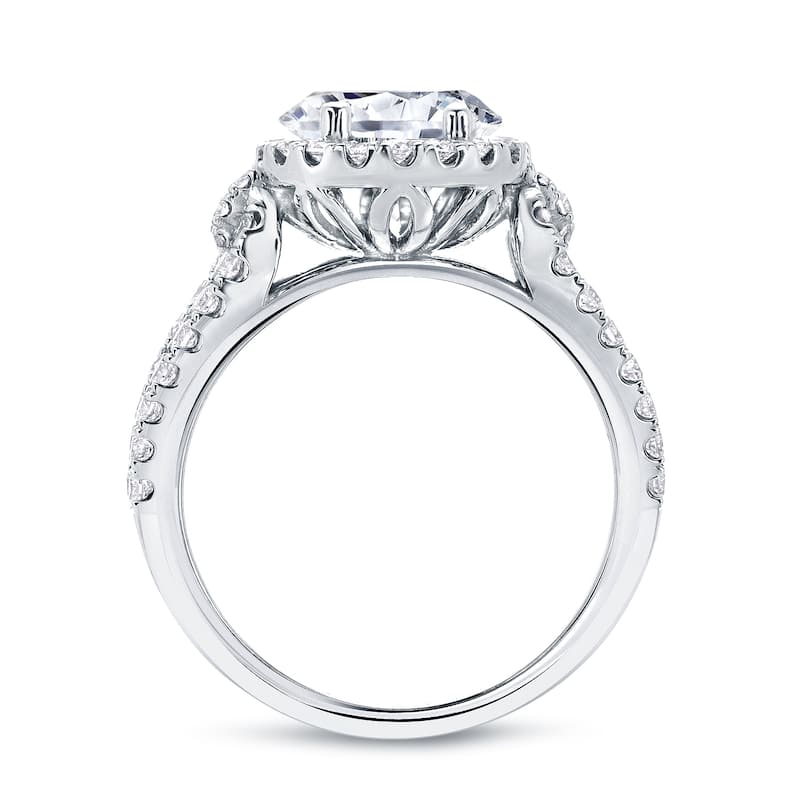 14k Gold Round 1ct TDW Split-Shank Diamond Halo Engagement Ring by Auriya