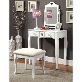 Furniture of America Carolina 2-piece Romantic Makeup Vanity Table and Stool Set