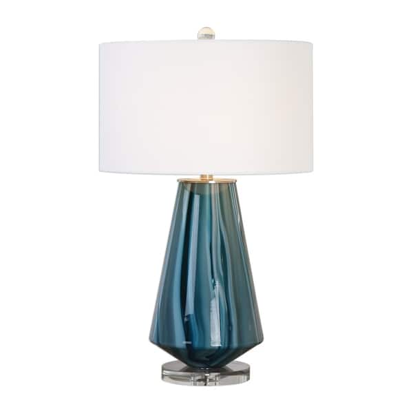 slide 2 of 2, Uttermost Pescara Teal-Gray Glass Lamp