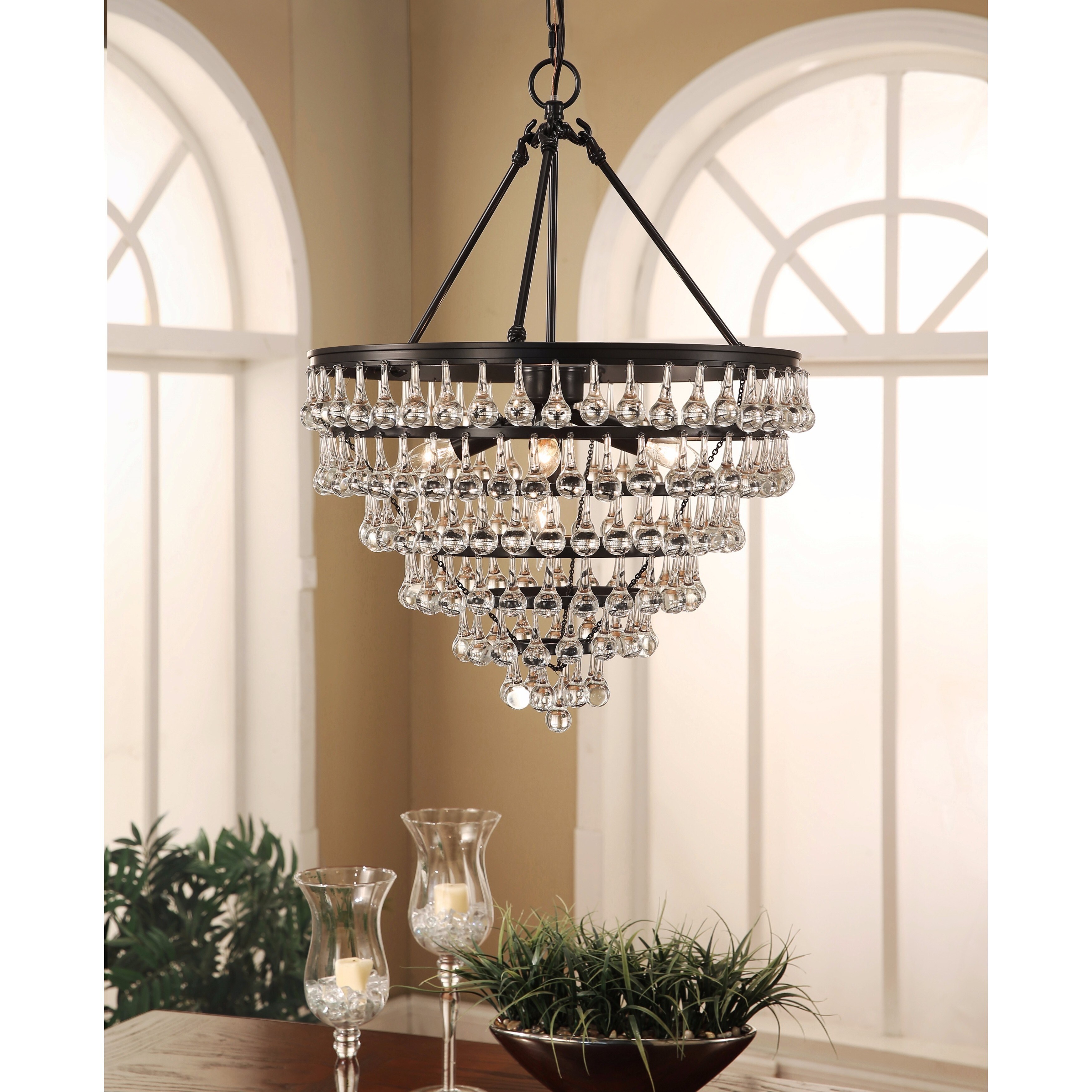 Abbyson Tiffany Crystal Tear Drop Large Chandelier (Tiffany) - Chandeliers For Bedrooms by Overstock.com
