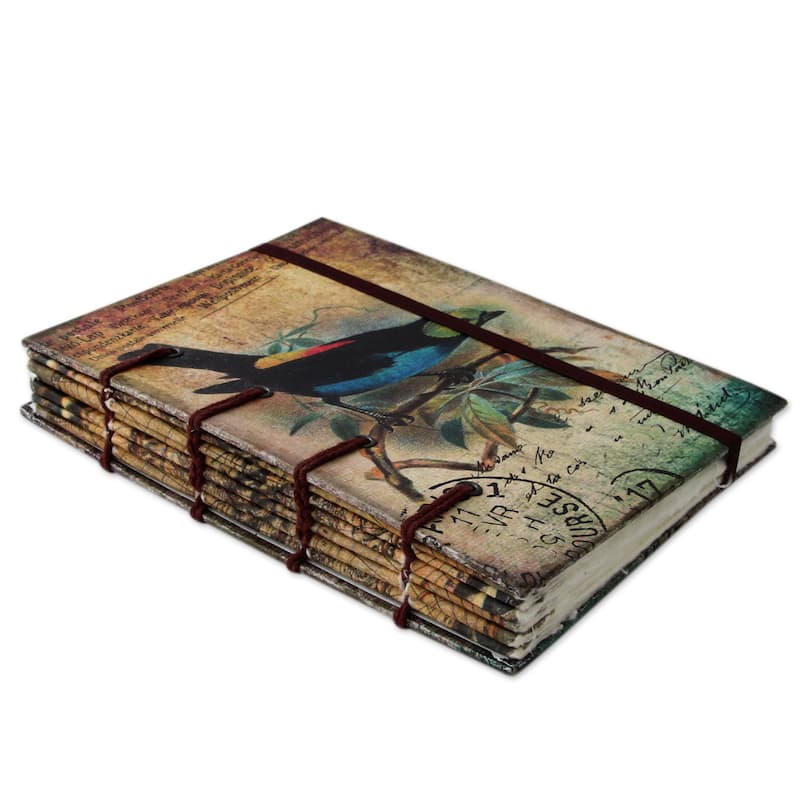 Handmade Paper Journal, 'Message in Song' (India)
