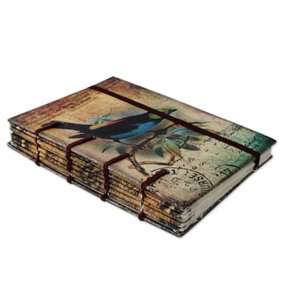 Handmade Paper Journal, 'Message in Song' (India)