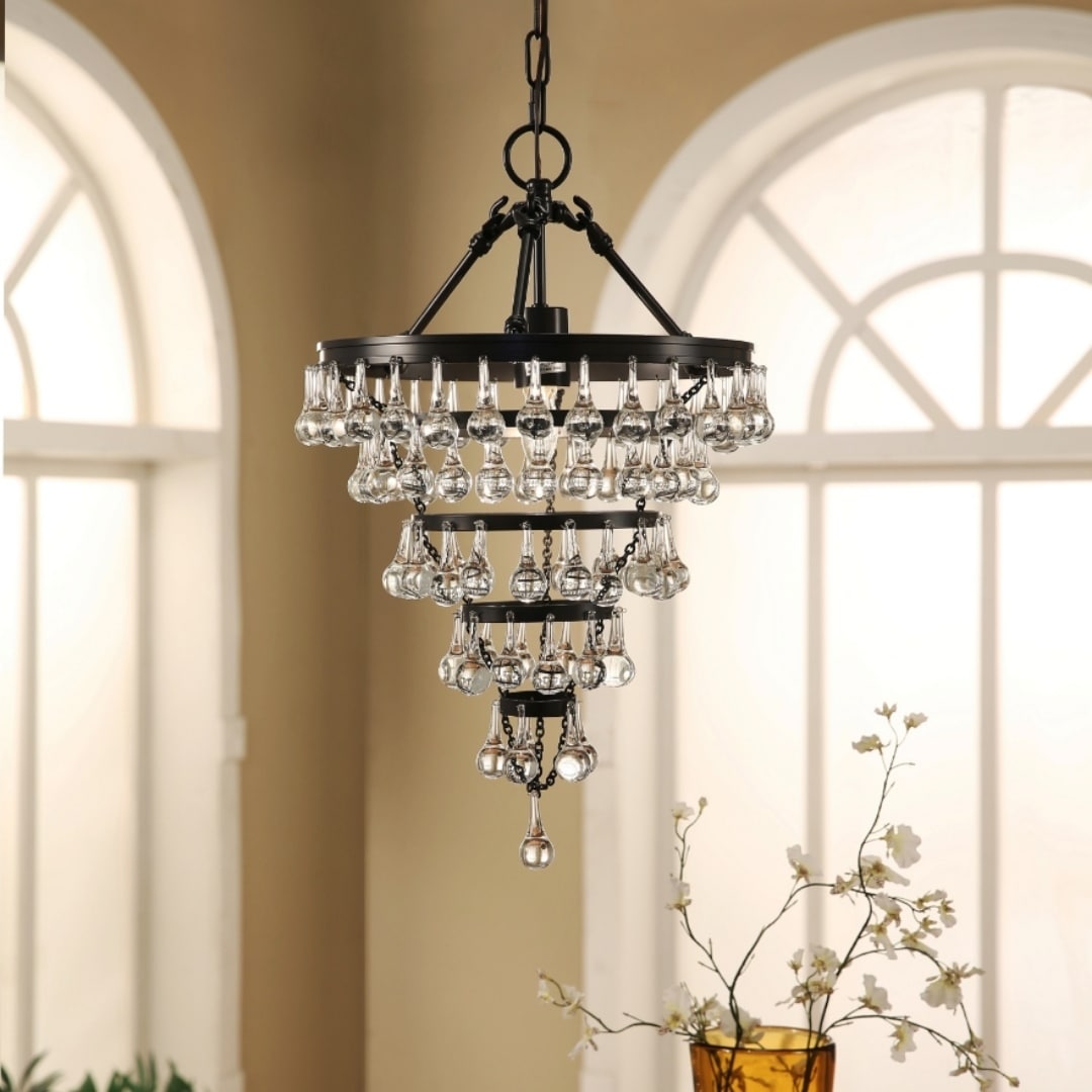 Abbyson Tiffany Crystal Tear Drop Small Chandelier (Tiffany) - Chandeliers For Bedrooms by Overstock.com