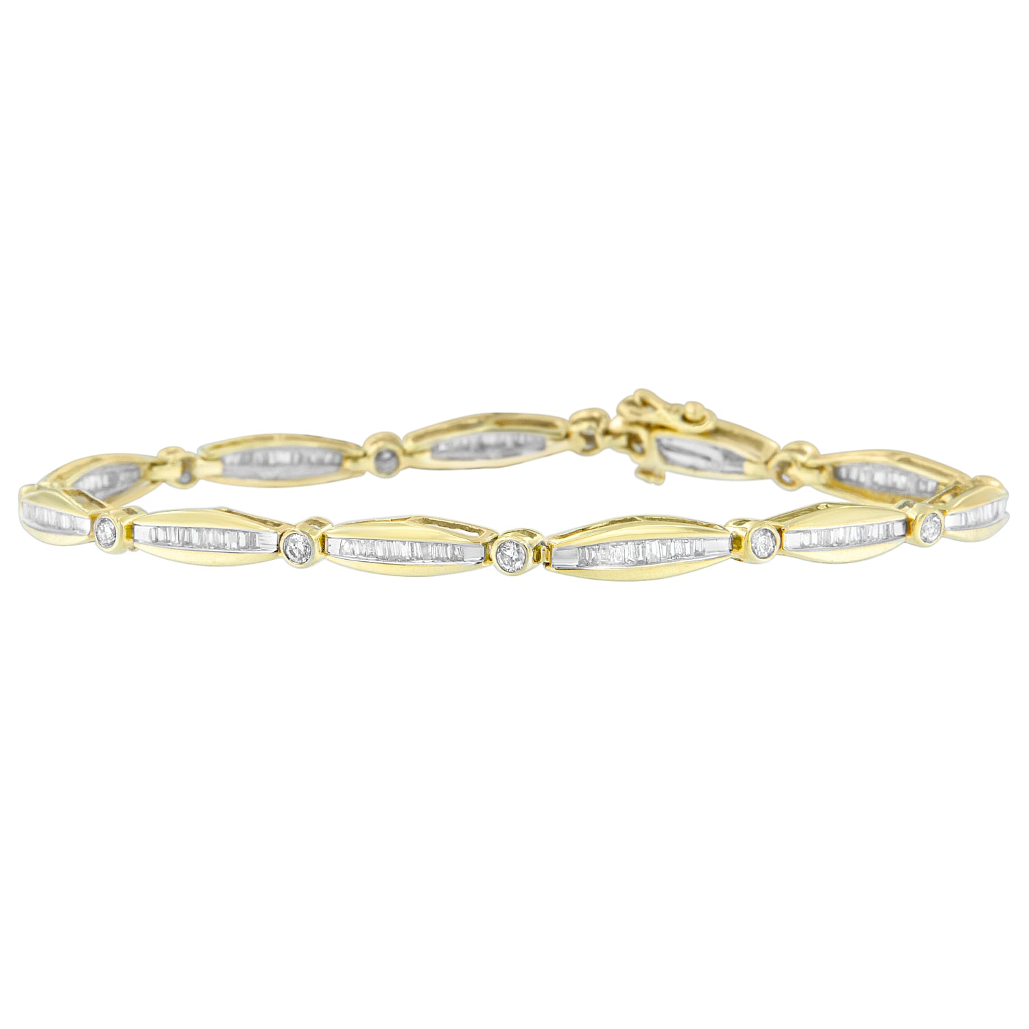 14k Yellow Gold 1 50ct Tdw Round And Baguette Cut Diamond Circle 14k Yellow Gold 1 50ct Tdw Round And Baguette Cut Diamond Circle Link Bracelet