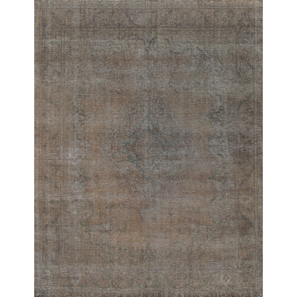 Hand-knotted Vintage Grey Overdyed Wool Area Rug (9'7 x 12'6) - 10' x 14'