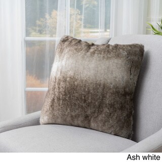 Elise Faux Fur 18 inch Square Mongolian Lamb Pillow Cover Pebble