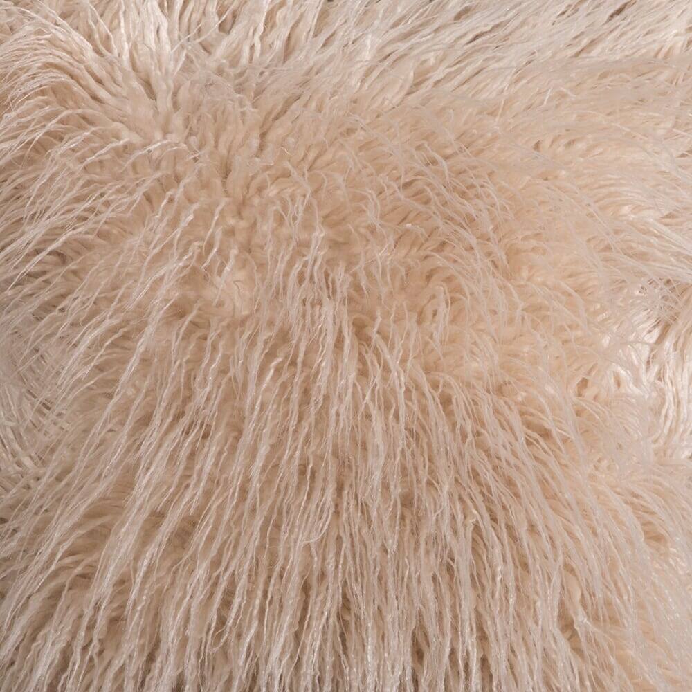 Pologear Off-white Washable Faux-fur Llama Square Accent Pillow - On 