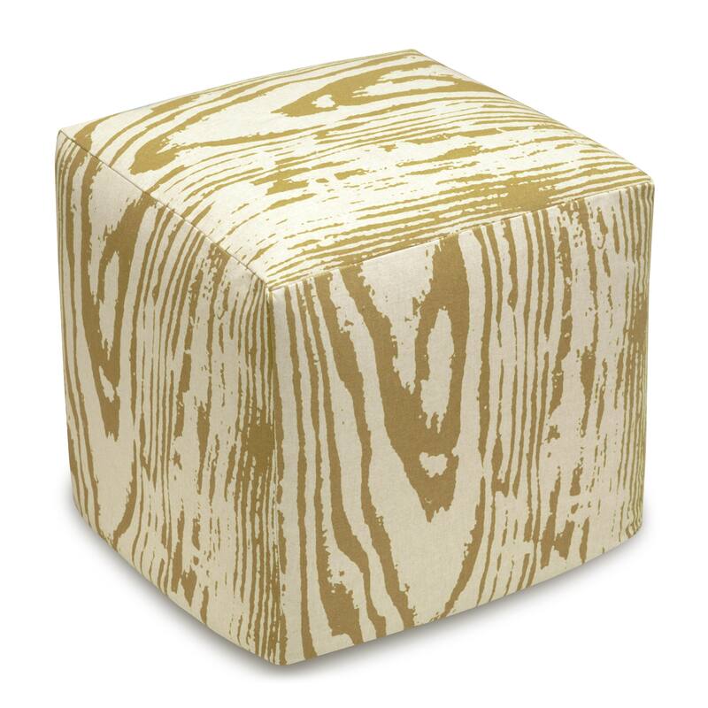 Faux Bois Linen Upholstered Cube Ottoman