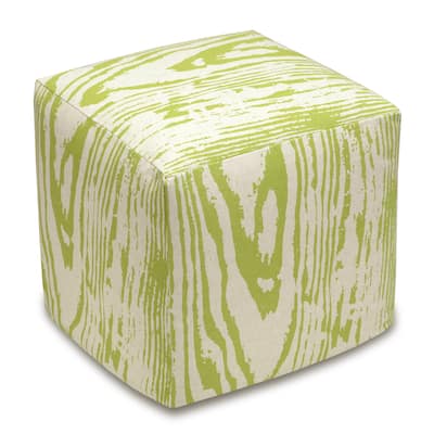 Faux Bois Linen Upholstered Cube Ottoman