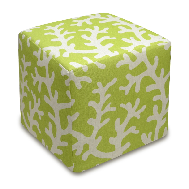 Coral Linen Upholstered Cube Ottoman