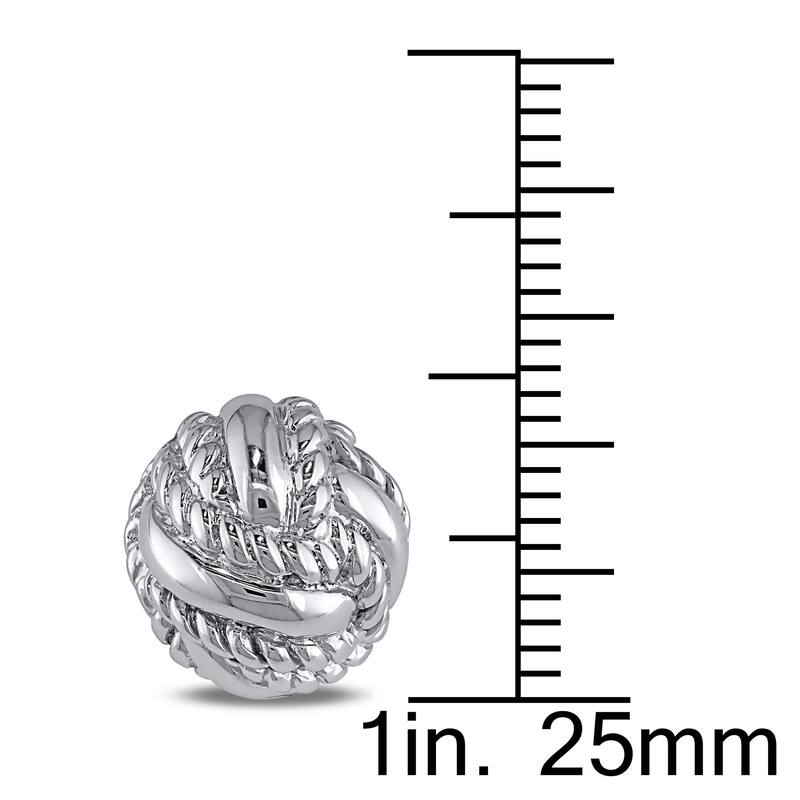 Miadora Sterling Silver Double Twisted Rope Knot Mens Cufflinks - White
