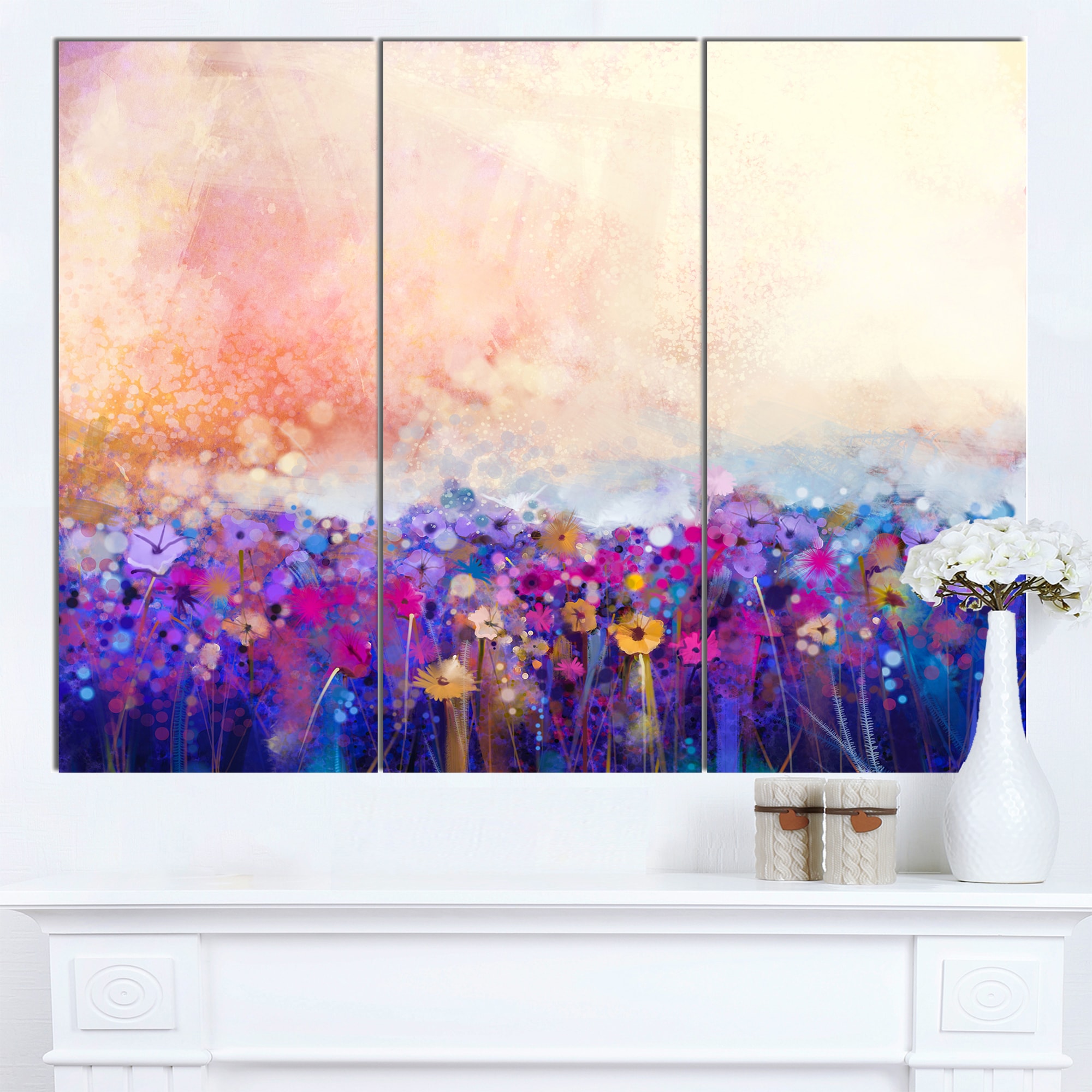 Designart 'Abstract Flower Watercolor ' Modern Floral Wall Art Canvas - Purple - Overstock - 13614844