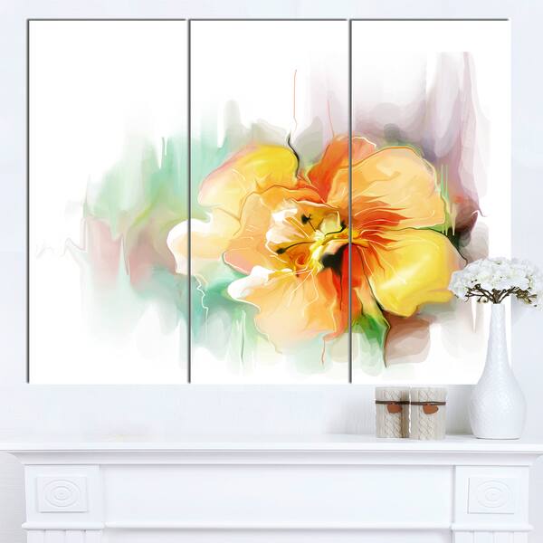 Designart 'Beautiful Yellow Flower Drawing' Extra Large Floral Wall Art ...