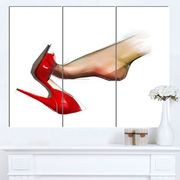 Designart �Leg Wearing High Heel Shoe� Portrait Canvas