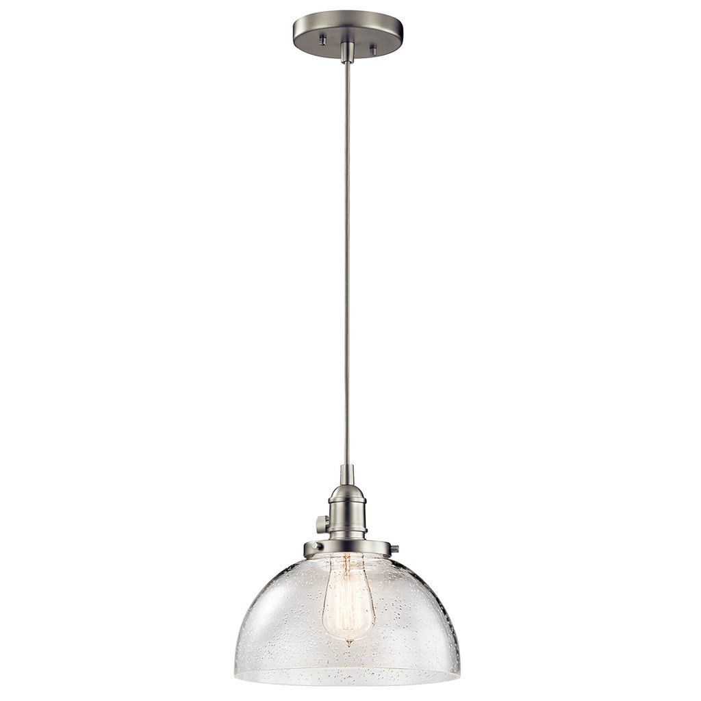 Kichler Lighting Avery 1-light Brushed Nickel Half Orb Glass Mini Pendant
