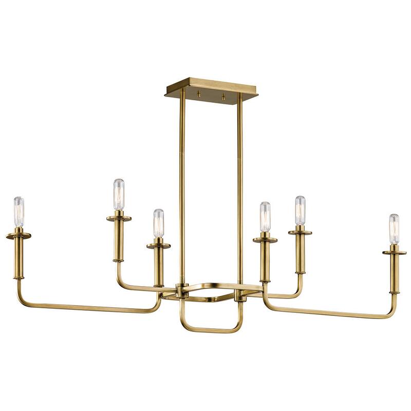 Kichler Lighting Alden Collection 6-light Natural Brass Linear Chandelier