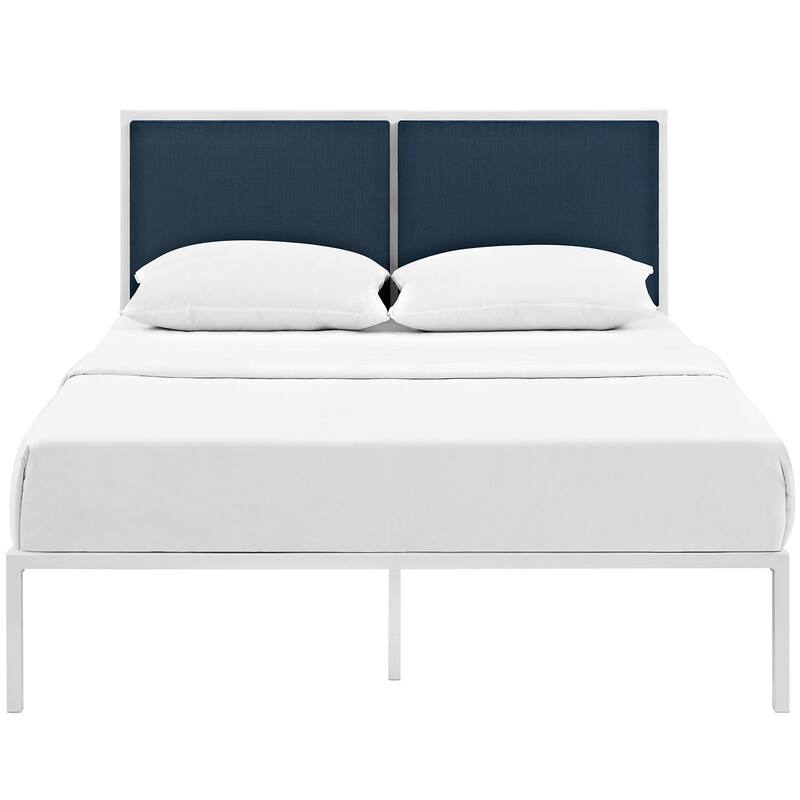Della Fabric Bed in White Azure
