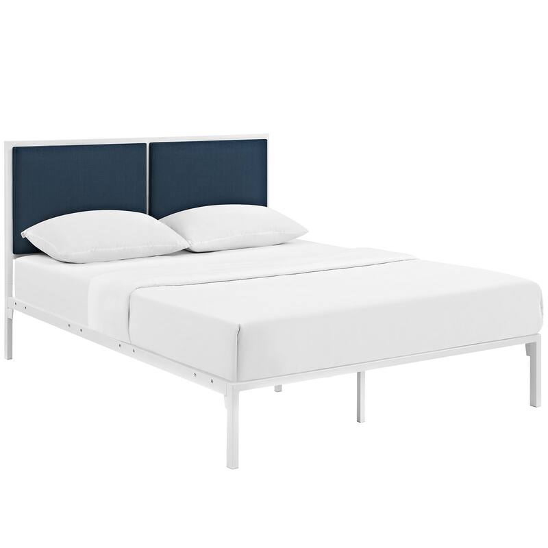 Della Fabric Bed in White Azure