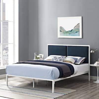Della Fabric Bed in White Azure