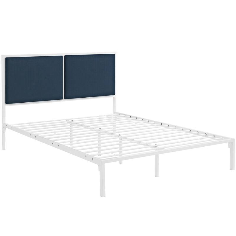 Della Fabric Bed in White Azure